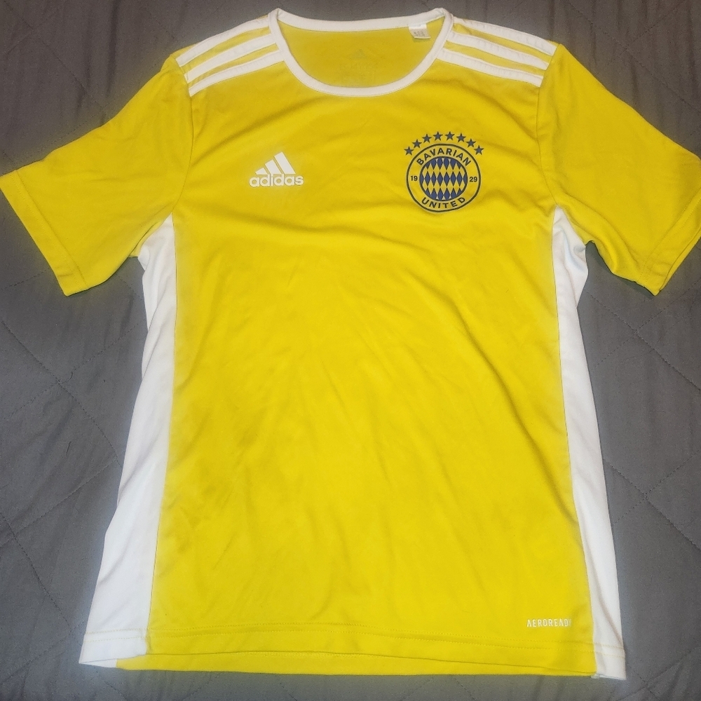 Adidas Sz Y13-14 Yellow White Bavarian United Officially Licensed Soccer Jersey